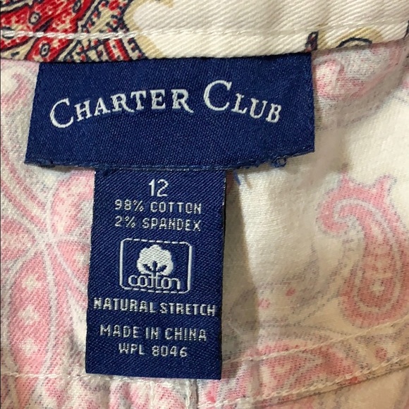 Charter Club Paisley Red & White Skirt 12 - Picture 2 of 7